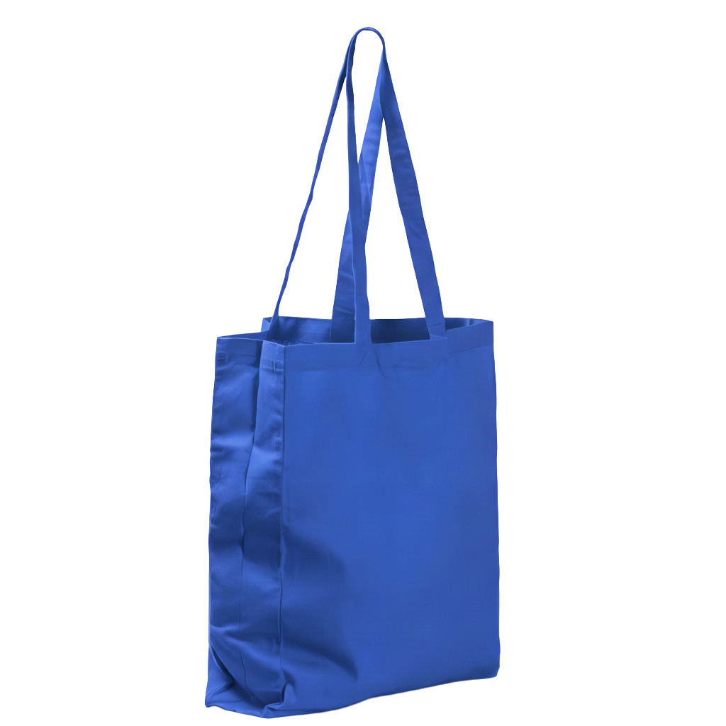 Cotton bag with a sewn-in bottom and side panels for printing